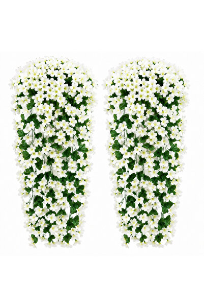 OricareFain Set de 4 buchete de flori artificiale suspendate, violet, plante ...