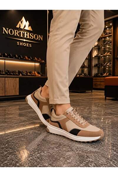 NORTHSON أحذية رجالية مريحة من الجلد الطبيعي بنعل فايلون