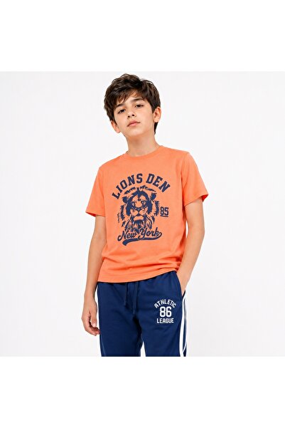 PALM PEANUTS Boys Lion Graphic Cotton T-Shirt & Navy Jogger Pants Set | Kids ...