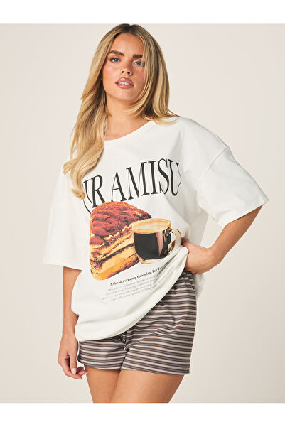 OVER HEAD Ženska majica sa tiramisu printom, oversize, 100% pamuk