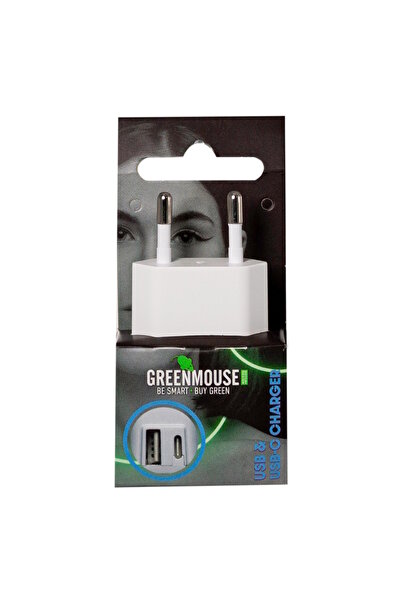 OEM Greenmouse Dual Wall Charger – Διπλός Φορτιστής USB-A & USB-C 2,4A σε λευ...