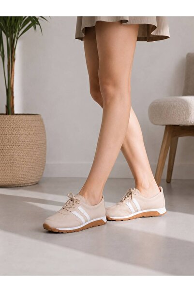 Kadın Bağcıklı Şerit Detaylı Sneaker Spor Ayakkabı