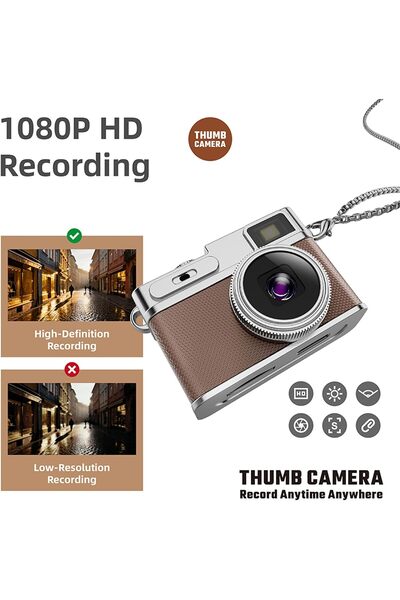 AteşTech Mini Anahtarlık Dijital Kamera 1080P HD Video 3 MP Fotoğraf Çekimi Taşınabilir Retro Kamera G1