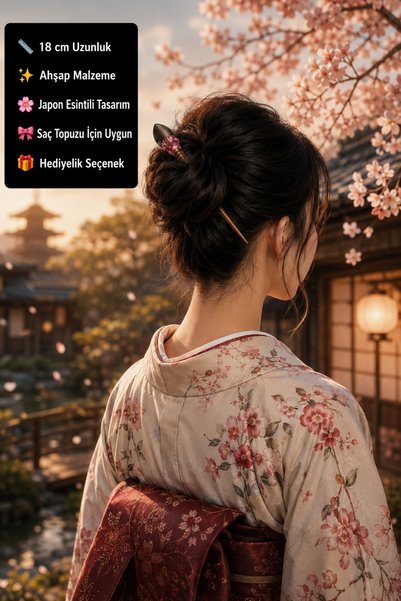 HER ŞEY NOTA www.herseynota.com Sakura Bloom drveni štapić za kosu – ručno iz...