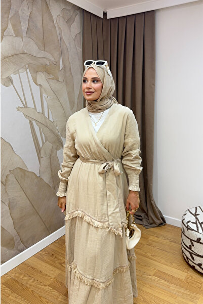 salisburys Molly Nelly Kadın Püsküllü Muslin Kuşaklı Elbise