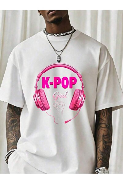 NOURAM K Pop Girl Headphones Music Lover T Shirt Black Cotton Unisex Fashion ...