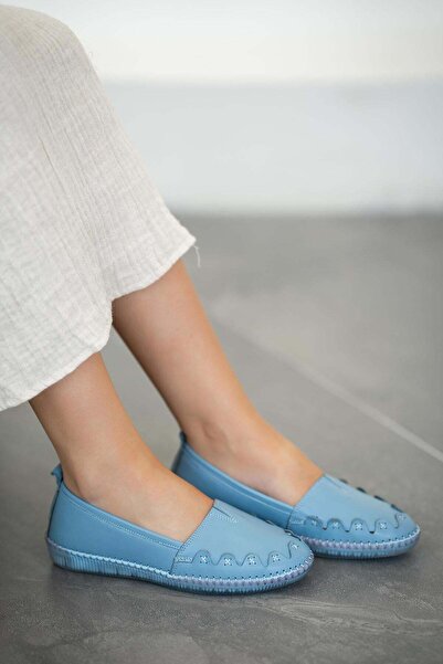 Parponi Lina Women's Genuine Leather Orthopedic Shoes Blue