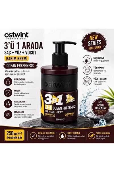 Ostwint Professional 3’ü 1 Arada Saç, Yüz ve Vücut Bakım Kremi Ocean Freshnes...