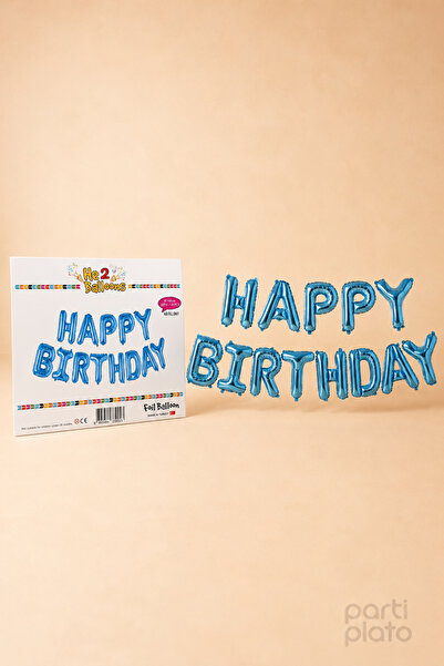 He2 Balloons Blue Happy Birthday Foil Letter Balloon Set 16 Inch 40 cm 13 Pie...