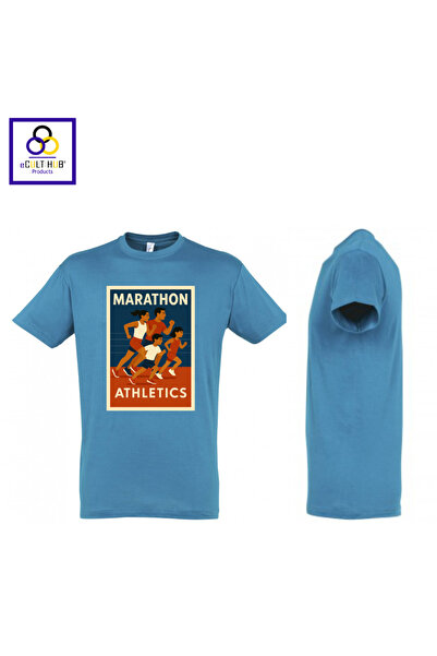 eCult Hub eC T-shirt Marathon 9 - Σιέλ (έντονο γαλάζιο)