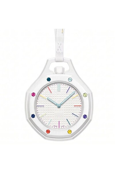 EN SİGA Askılı Analog Çanta Saati Sekizgen Taşlı Bag Charm Aksesuar