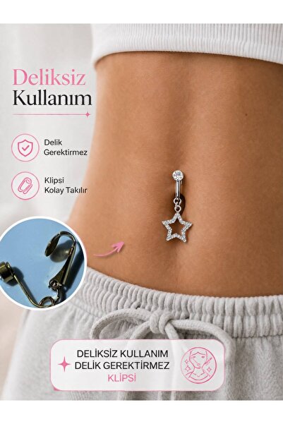 Arescollection deliksiz klipsli delik gerektirmeyen göbek piercingi
