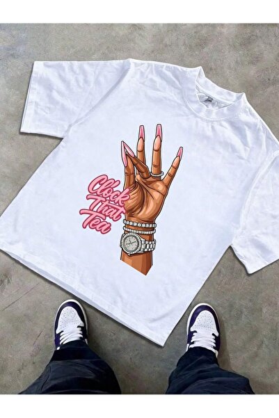 SVART WEAR Clock That Tea Printed Streetwear Style Printed Oversize Crew Neck...