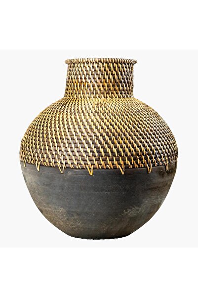 Generic The 8 Senses Living Mauve Wood and Rattan Vase - 35 cm