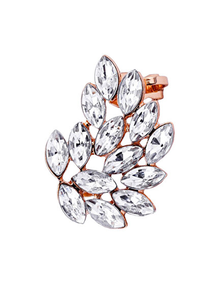 VeeShop Statement ear cuff earring, Glass Wing, with white cat-eye crystals