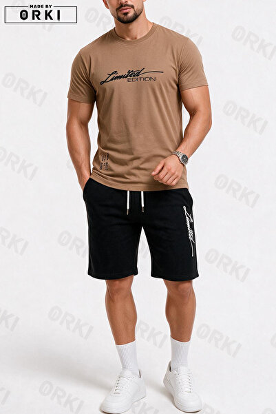 EFFRENATU Limited Edition Printed Cotton Fabric Unisex T-Shirt-Black Shorts Set