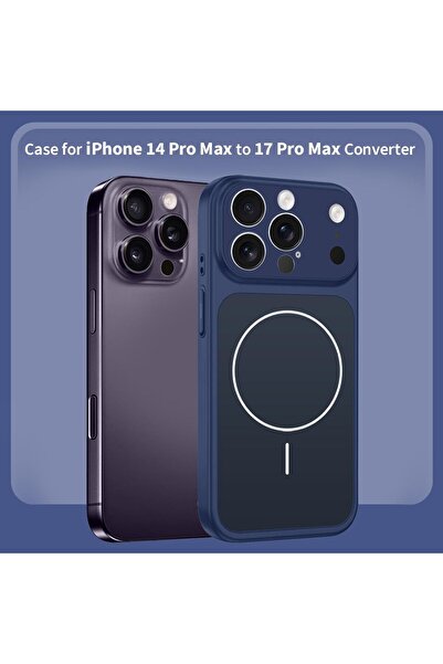 HDD Converter Case for iPhone 14 Pro Max to 17 Pro Max, Compatible with Magnetic Charger, Hard TPU Material, Slim Protective Cover with Camera Guard, Shockproof Frame (Deep Blue, 14 Pro Max)