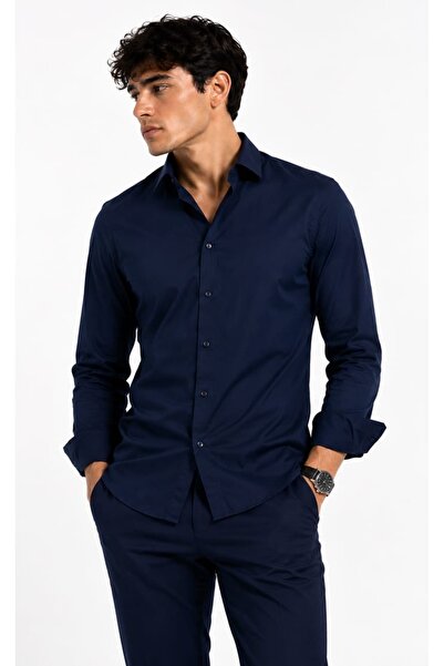 D4 DENIM Men's Slim Fit Lightweight Long Sleeve Casual & Formal Shirt – Premium Cotton Blend Comfort
