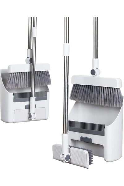 TERRIFI Broom and Dustpan Set for Home and Office Cleaning with Long Handle E...