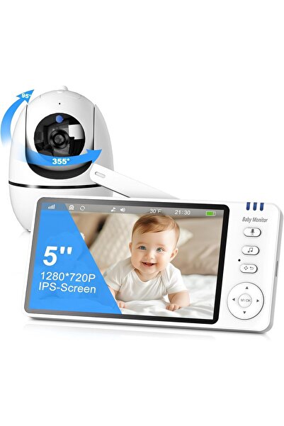 LONZEN Baby Monitor, 5-inch Screen with Night Vision, 720p Video Baby Monitor...