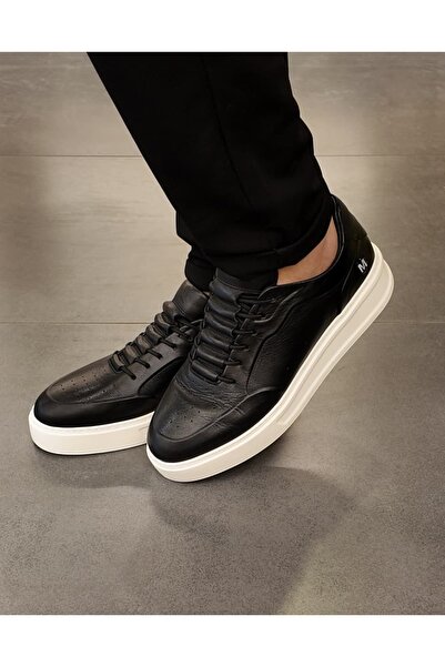 msport premium M5491 Black and White Genuine Leather Men's Shoes