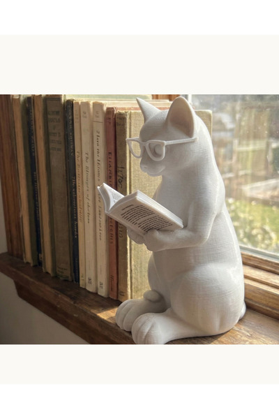 Karis ART Kitap Okuyan Kedi Dekoratif Biblo | Şık Ev Dekor & Hediyelik Obje |...