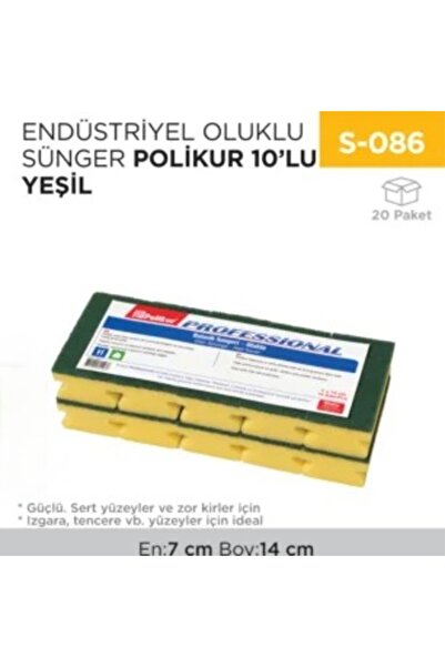 inci çelik aksesuar Industrial Cornered Sponge Polycur 10 Pieces Green (2649)