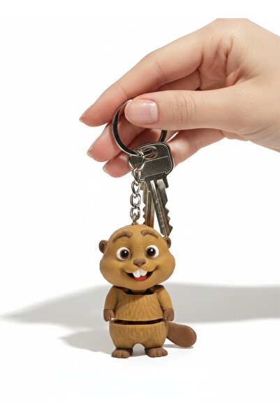 Pazarois Cute Beaver Figured Movable Keychain