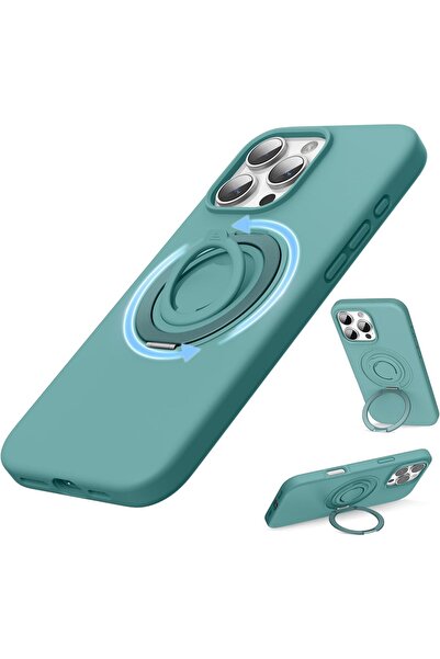 PWR for iPhone 16 Pro Max Case With Rotable Magnetic Ring Stand and Silicone ...
