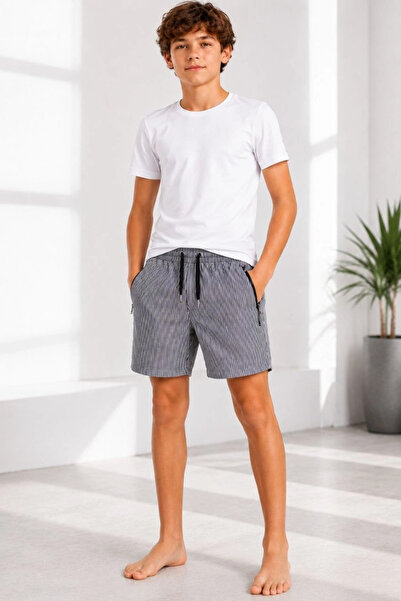 Asmedo Children's Premium Swim Shorts with Zipper Pockets and Mesh Lining - B...