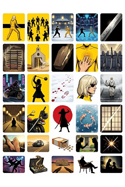Store 60 Adet Kill Bill Temalı Sticker Seti - 2 Sayfa - Laptop Defter İçin