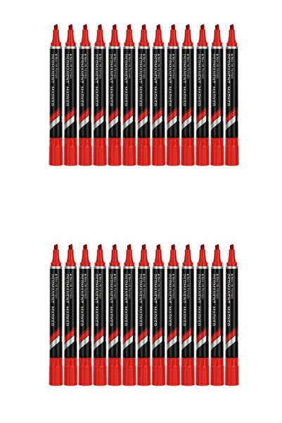 Deli Permanent Marker U101-40, 1.5-5mm Chisel Pack of 2 (24pcs Red)