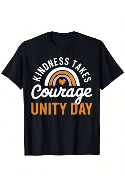 01THEONE تي شيرت برسومات قلب قوس قزح من Unity Day Kindness Takes Courage |   ...