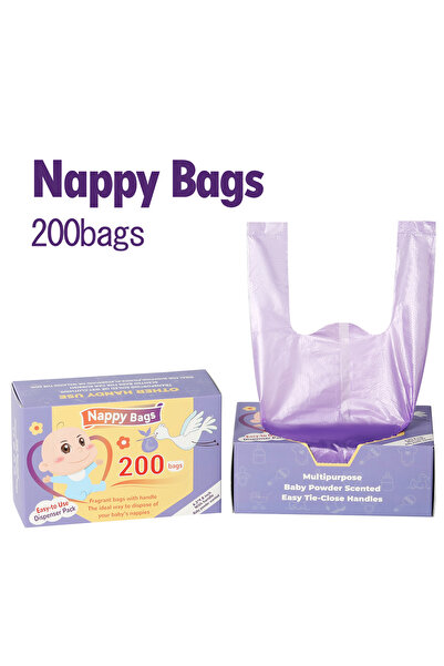 Generic [Nappy Bags] 200Pcs Nappy Scented Nappy Waste Bags Thick Portable Ves...