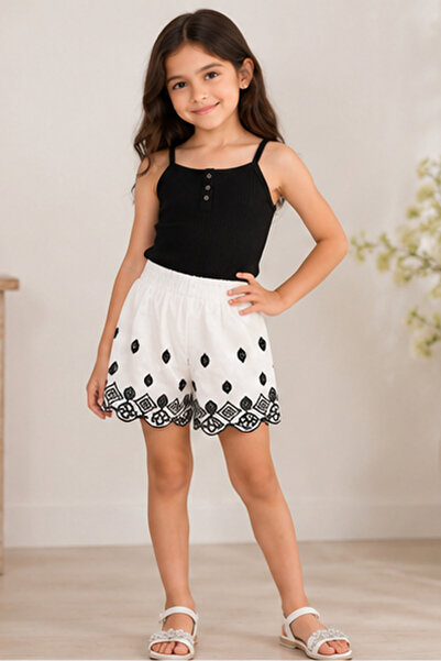Cortigiani Girls Embroidered White Skirt