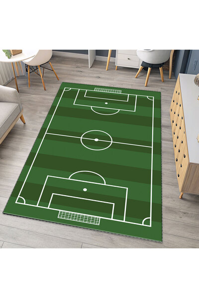 Artisan Home Store Futbol Sahası Çocuk Odası Halısı | Yeşil Futbol Saha Desen...
