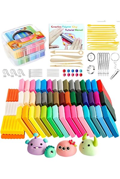 Home Smart Polymer Clay Set Includes 50 Colors With Accessories and Storage B...