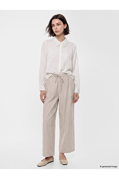 LC Waikiki Beige Elastic Waist Modal Blend Women's Trousers
