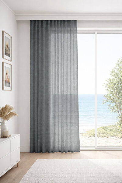 Premier Home Alfa Anthracite Special Size Tulle Curtain 180X250 1X3 Pleat