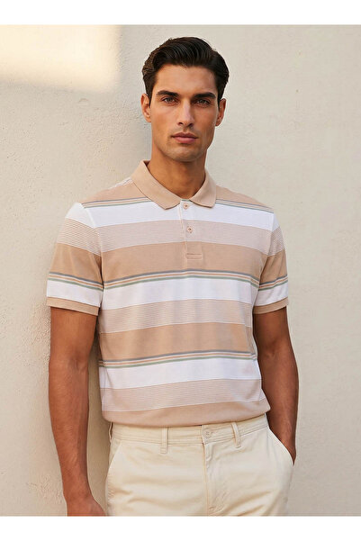 FAV Men Short Sleeves Striped Polo T-shirt