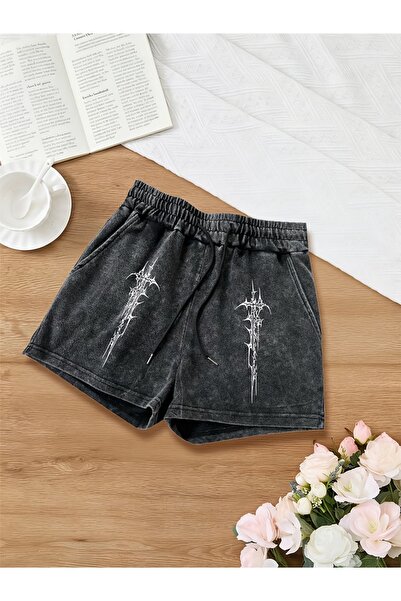 Toum Gothic Design Grunge Oversize Washed Vintage Bermuda Shorts