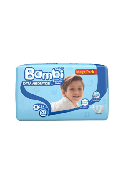 Sanita Bambi Diapers for Children, Very Very Large, No. 6, Mega Pack - 52 Dia...