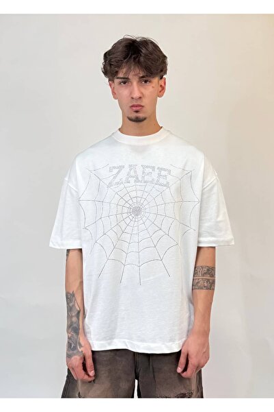 zaee Μπλουζάκι Oversize με Κεντημένη Πέτρα Αράχνης