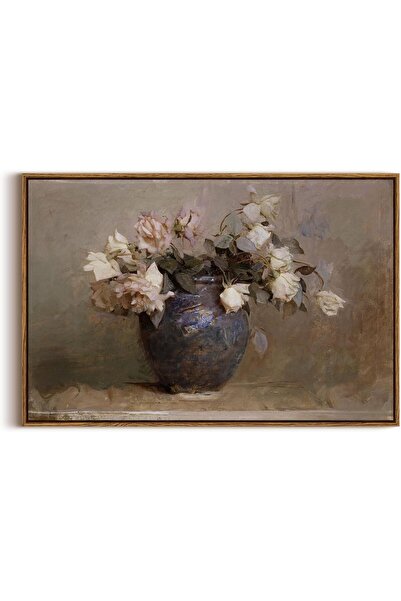 ALAYRA International Large Framed Wall Art Vintage Flower Floral Canvas with ...