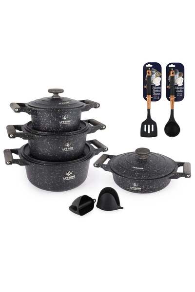 Lifesmile Life Smile 12-Piece Granite Cookware Set with Lids, Kitchen Tools &...
