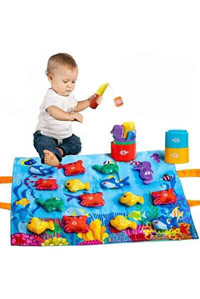 Home Smart Fishing Game for toddlers Kids Ocean play mat 22 pcs set bag mat F...