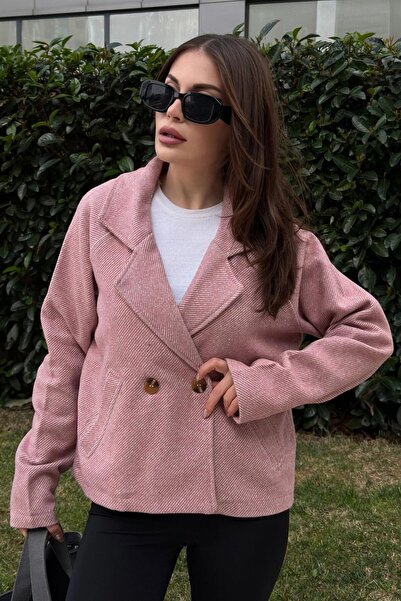 Moda4x4 ملابس نسائية ذات ياقة مزدوجة، أزرار مزدوجة، تصميم مريح، سترة من قماش ...