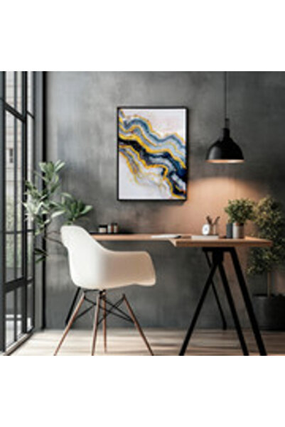 MallDeco Tablou Canvas Abstract Luxury cu Accente Aurii, Finisaj Lucios, cu D...