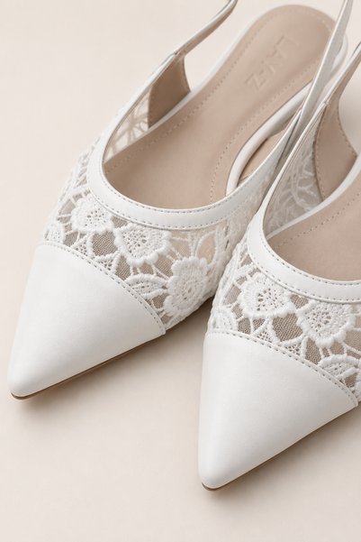 Women Lay-z Women's White Lace Stiletto Comfortable Fit 5 cm Heel