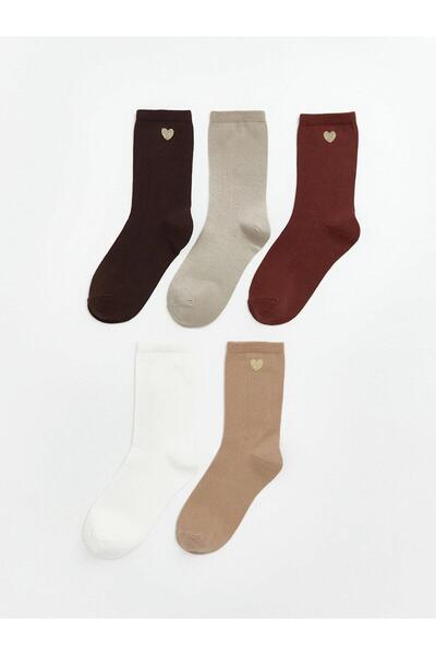 LC Waikiki Heart Embroidered Women's Socks 5-Pack (W6)